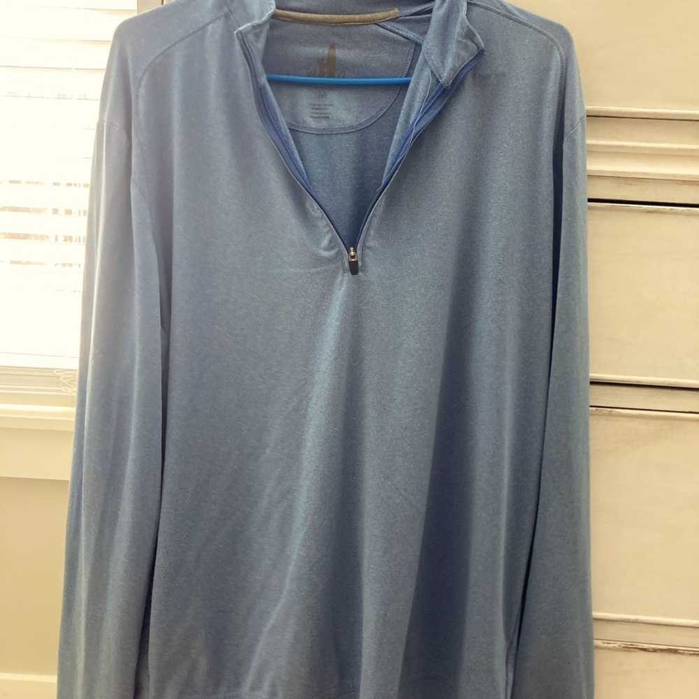 Johnny O Mens Medium Quarter Zip Synthetic Pullover Light Blue UV Protection